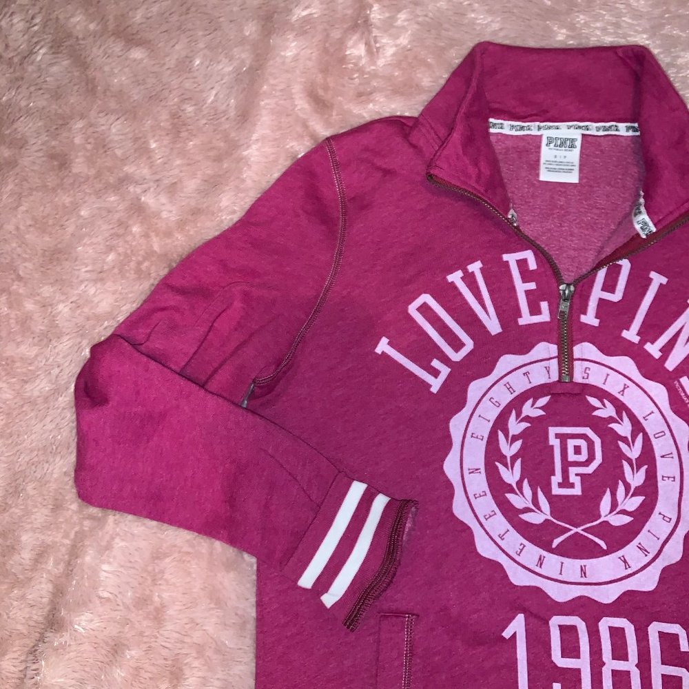 Pink Collared Quarter Zip Sweatshirt